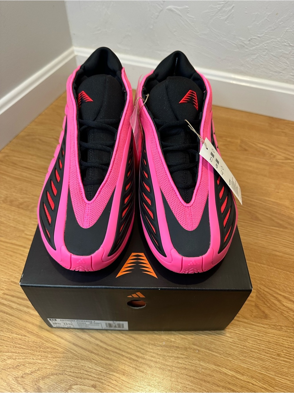 New adidas Anthony Edwards 2 AE 2 Lucid Pink Mens 10.5 Black Red KJ2363 W/Box